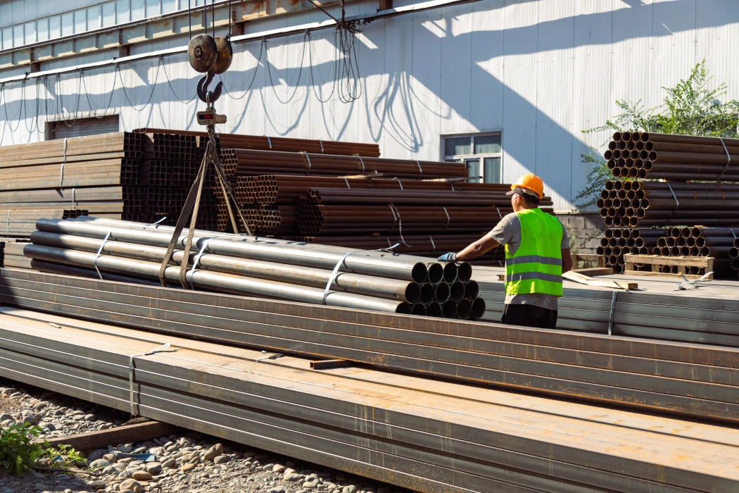 construction-worker-with-pipes-at-a-metal-yard